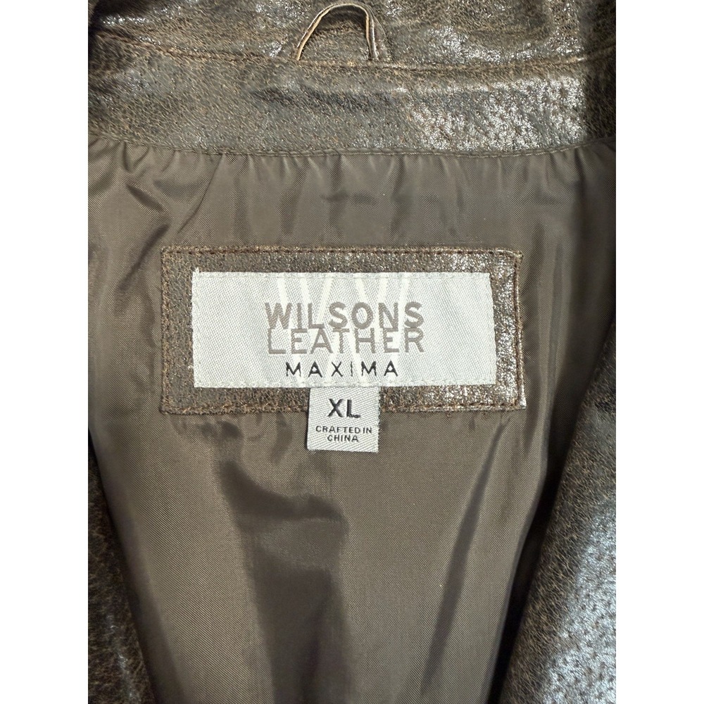 Vintage Wilsons Leather Maxima Jacket Size XL Brown Distressed Genuine Leather - Picture 3 of 4